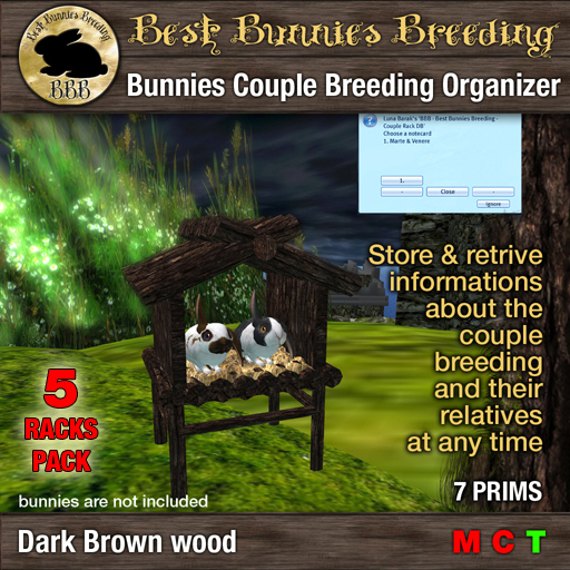 Bunnies Breeding Couple Rack and Organizer - DarkBrown - 5 Racks Pack