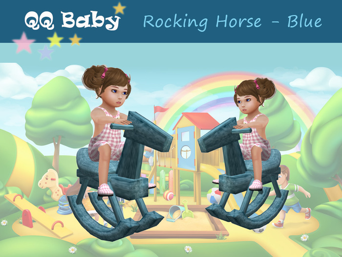 QQ Baby - Rocking Horse - Blue for Simulation Baby