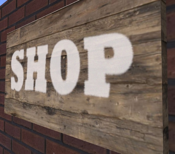 Second Life Marketplace Wooden SHOP Sign