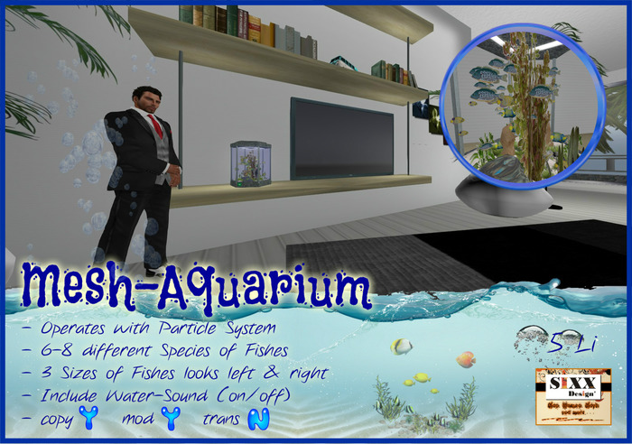 Mesh Aquarium Fish Tank - Particel - 5 Li - with Sound *S3*