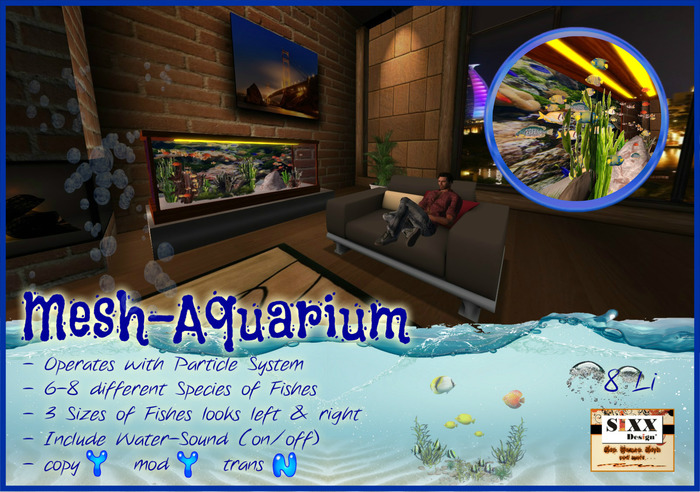 Mesh Aquarium Fish Tank - Particel - 8 Li - with Sound *B4*