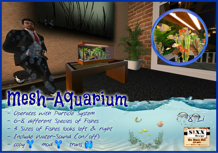Mesh Aquarium Fish Tank - Particel - 8 Li - with Sound *N4*