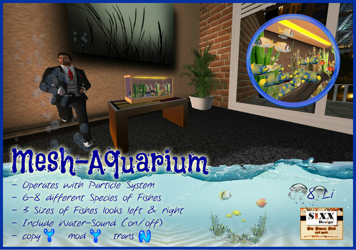 Mesh Aquarium Fish Tank - Particel - 8 Li - with Sound *N2*