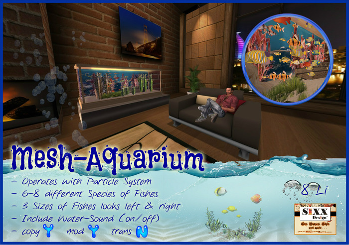 Mesh Aquarium Fish Tank - Particel - 8 Li - with Sound *B3*