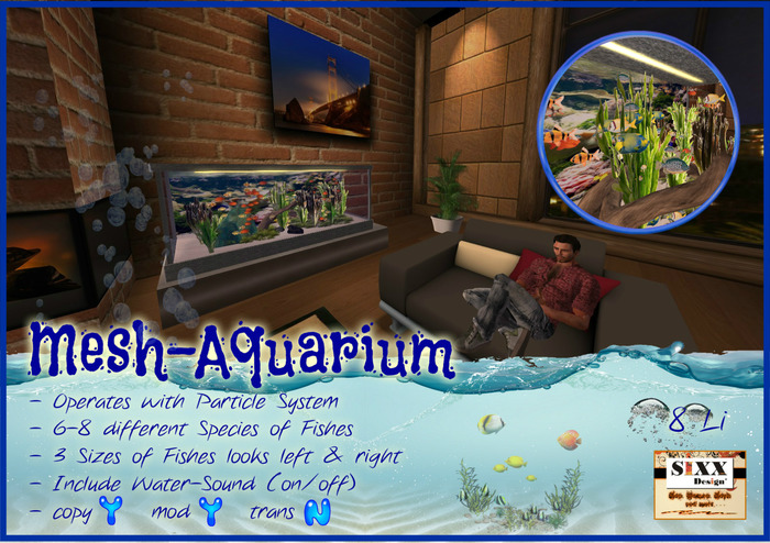 Mesh Aquarium Fish Tank - Particel - 8 Li - with Sound *B2*