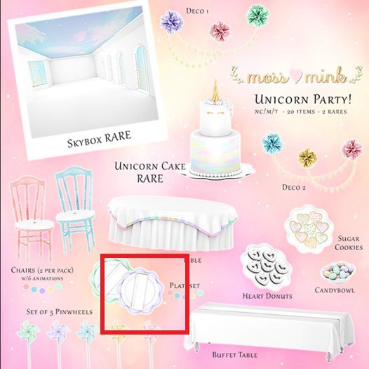 {moss&mink} Unicorn Party - Placeset Blue