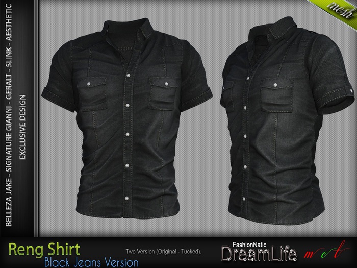 RENG Male Shirt BLACK JEANS - MESH - Slink, Signature Gianni + Geralt, Aesthetic, Belleza Jake - FashionNatic