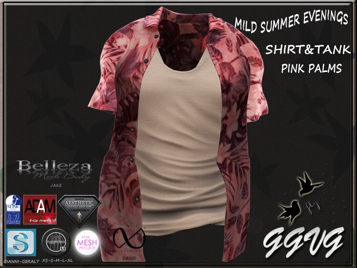 SHIRT&TANK MILD SUMMER NIGHTS PINKY PALMS