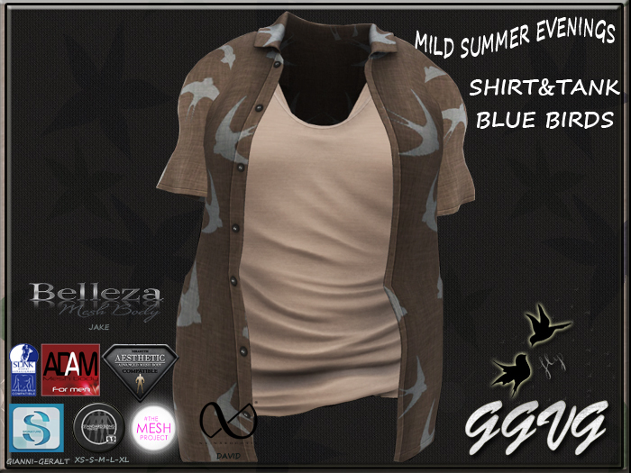 SHIRT&TANK MILD SUMMER EVENINGS SHIRT BLUE BIRDS