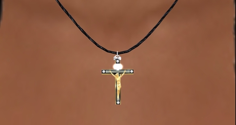 TM Gold Silver Diamond Jesus Cross 