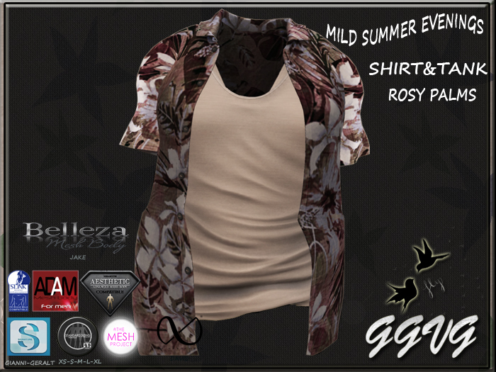 SHIRT&TANK MILD SUMMER EVENINGS ROSE PALMS