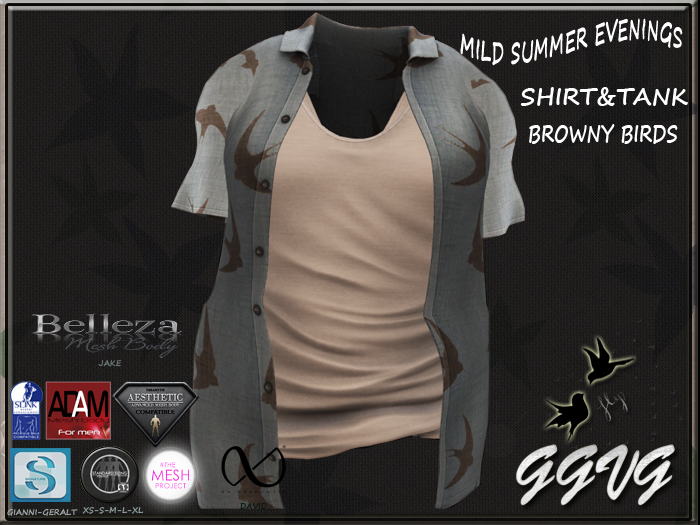SHIRT&TANK MILD SUMMER EVENINGS BROWNY BIRDS