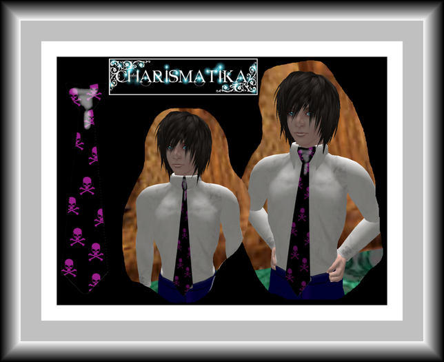 *Charismatika* Bound- Necktie - Purple Skulls