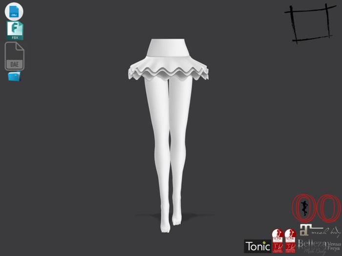 Dae Obj FBX Ruffled Mini Tutu Skirt Maitreya, Slink, Belleza