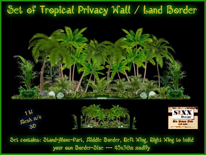 Sixx ** Set Tropical Privacy Wall / Land Border - Mesh m/c 1Li