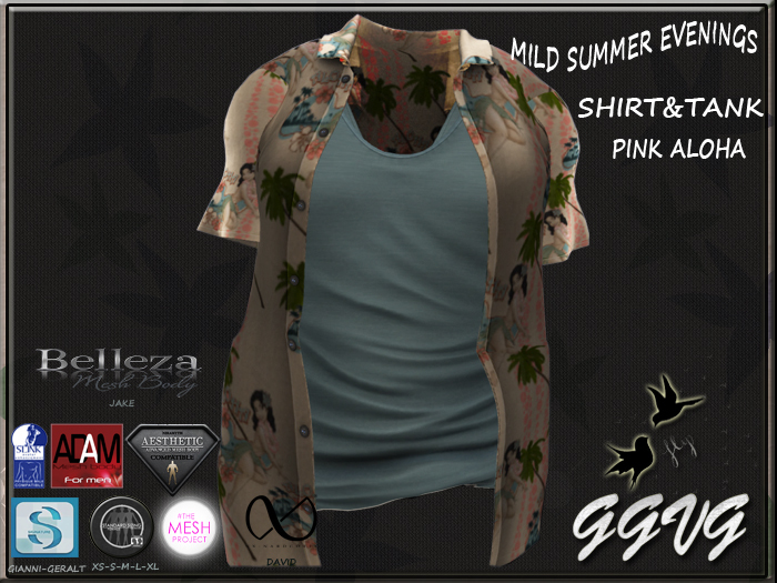SHIRT&TANK MILD SUMMER EVENINGS  PINKY ALOHA