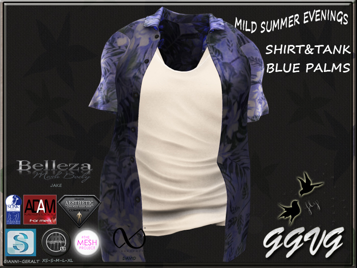 SHIRT&TANK MILD SUMMER EVENINGS  BLUE PALMS