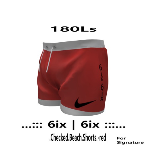 ...:::6ix 6ix:::...Bagged Apparel-Checked.Beach.Shorts.Redwhite