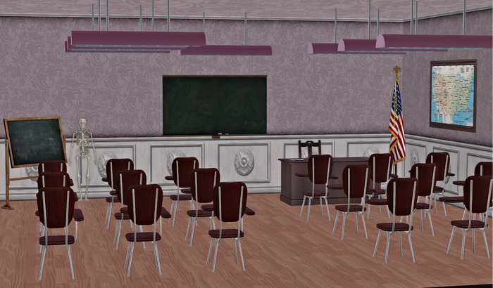 "M" Mesh Inside "M"  Mesh Backdrop Higschool Classroom