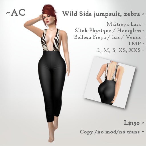 ~AC Wild Side jumpsuit - zebra (boxed)
