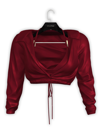 .:villena:. - Open Satin Blouse - Oxblood