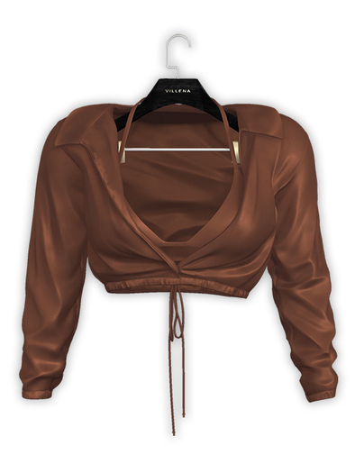 .:villena:. - Open Satin Blouse - Toffee