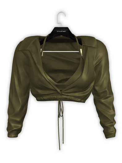.:villena:. - Open Satin Blouse - Olive