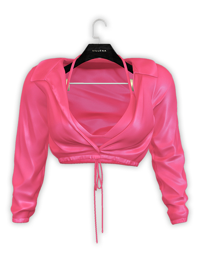 .:villena:. - Open Satin Blouse - Pink