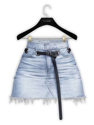 .:villena:. - Denim Belt Skirt - Washed Blue