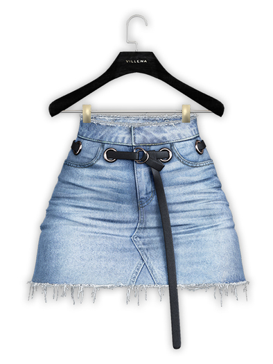 .:villena:. - Denim Belt Skirt - Light Blue