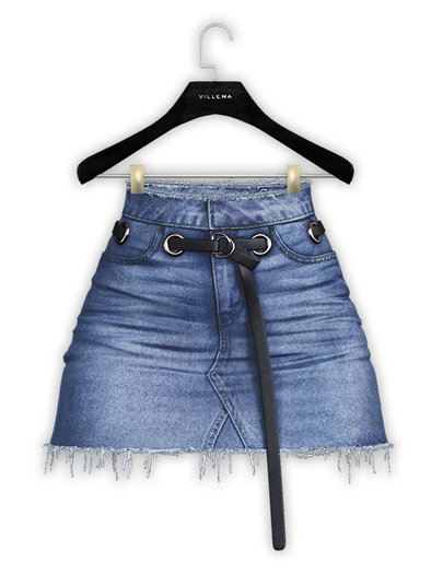 .:villena:. - Denim Belt Skirt - Blue