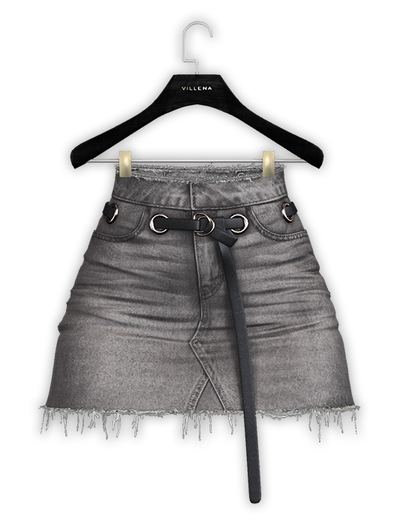 .:villena:. - Denim Belt Skirt - Gray