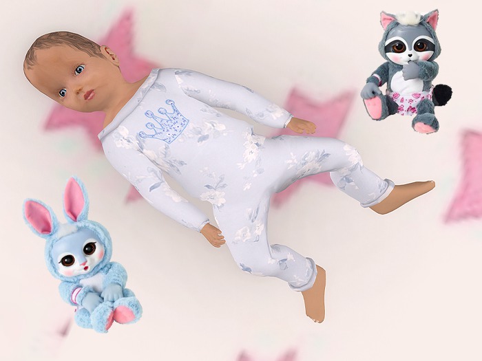 *CC* Micro Preemie Sleeper - Blue Floral Crown