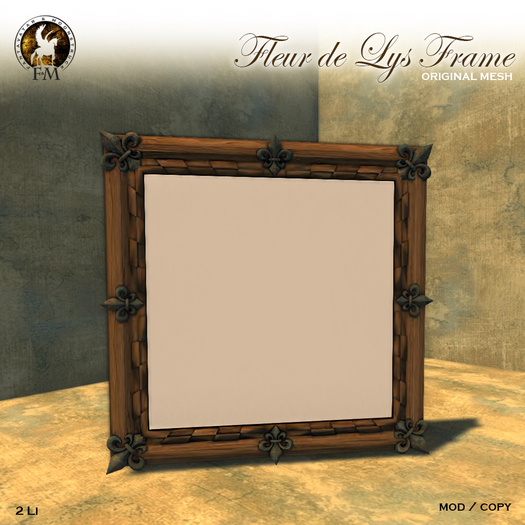 F&M * Fleur de Lys Frame * Square - Wood and iron