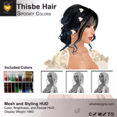 A&A Thisbe Hair Spooky Colors,  low weight updo, hair flowers, style change options