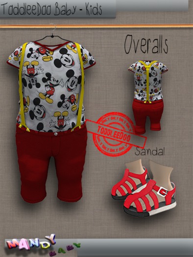 .:M.B:. Overalls + Sandal - Red (TODDLEEDOO Kids & Baby) 