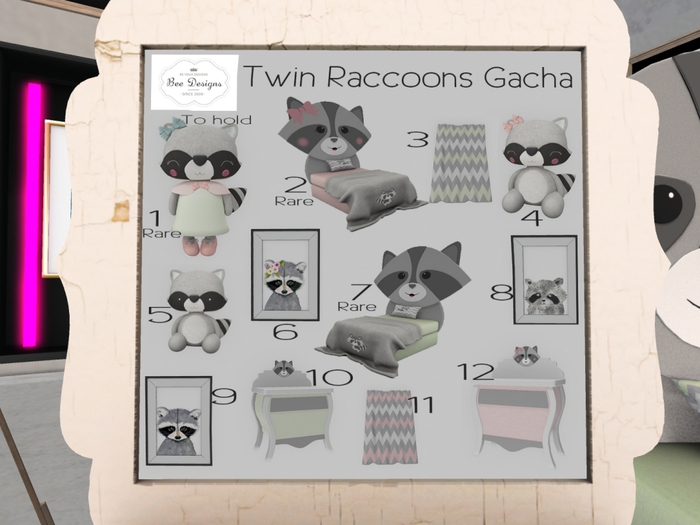Twin Raccoons Second Life Marketplace - Bee Designs Twin Raccoons Gacha 3