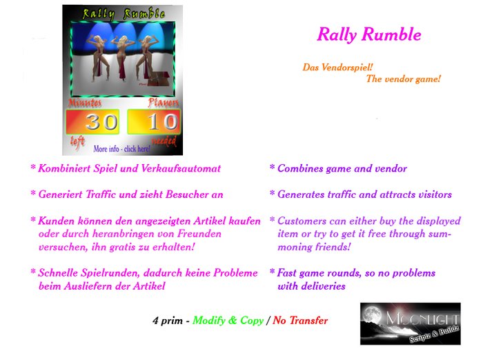 Rally X Rumble Second Life Marketplace - Rally Rumble game and vendor, the modern ...