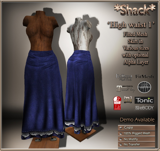 *Shack* High Waisted Skirt 1 - Inkwell