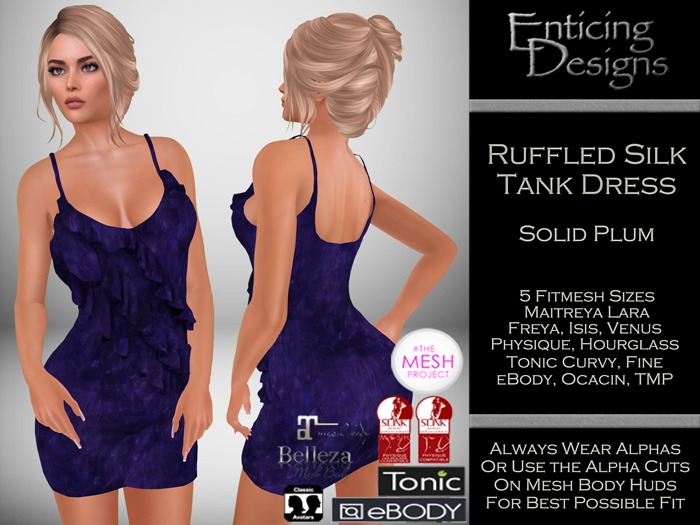 *ED Ruffled Tank Solid Silk Plum