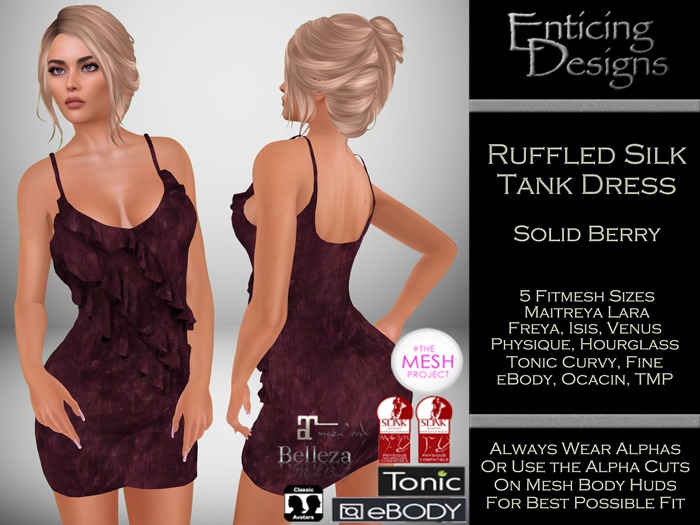*ED Ruffled Front Tank Dress - Solid Berry