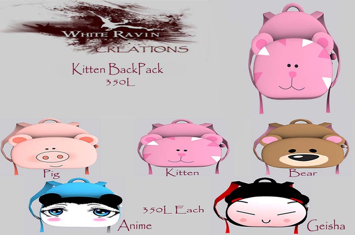 White Ravin Creations - Kitten BackPack boxed