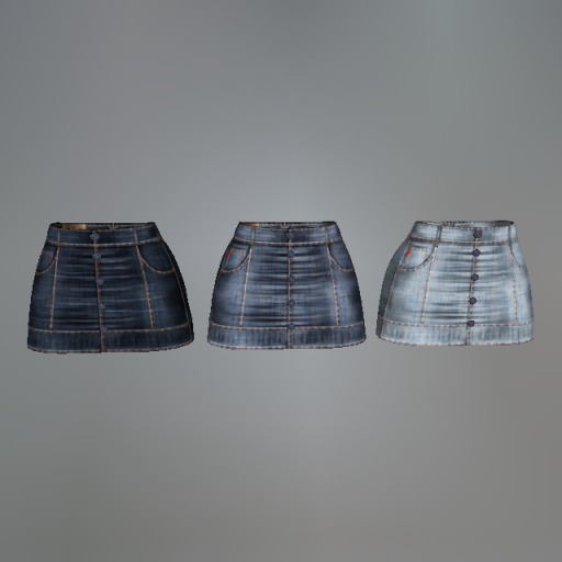 Denim Mesh Button Miniskirt (Fatpack)