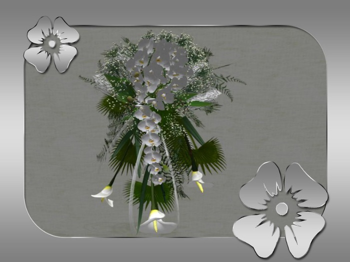 Box bridal bouquet roses white callas& orchid