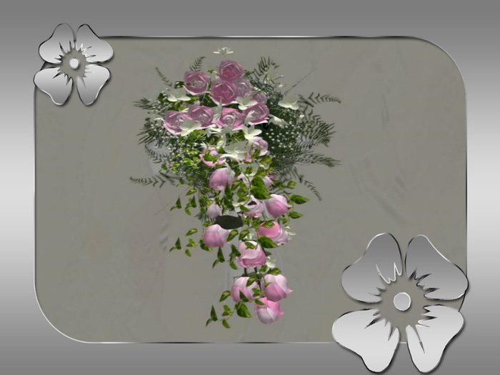 Box bridal bouquet roses pink& orchid