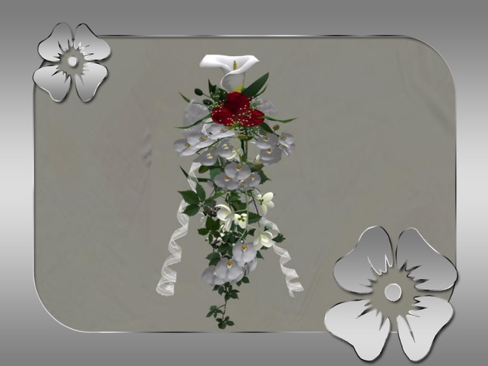 Box bridal bouquet roses white calla& orchid