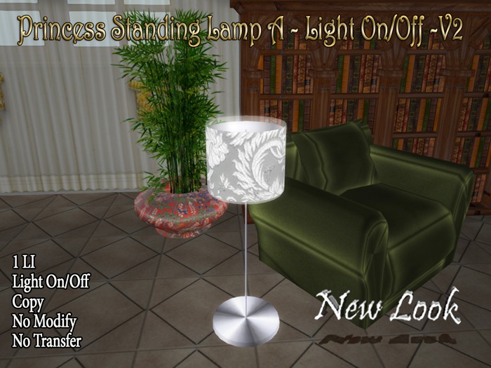 Princess Standing Lamp  A - 1Prim Light On/Off V2 - Copy