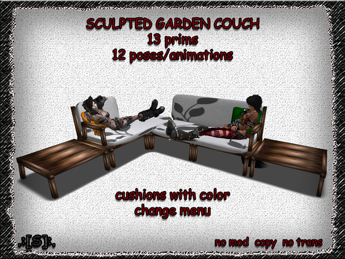 .:[S]:. Sculpted garden couch 12 pose/animations (box)