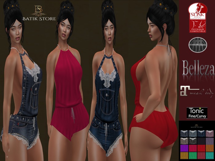 :.: \*/Batik\*/:.: Mesh-Bare back Romper (16 textures)