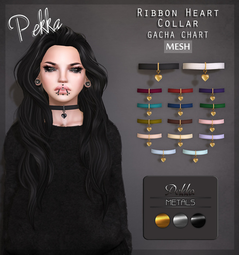.Pekka. Ribbon heart collar - saphire
